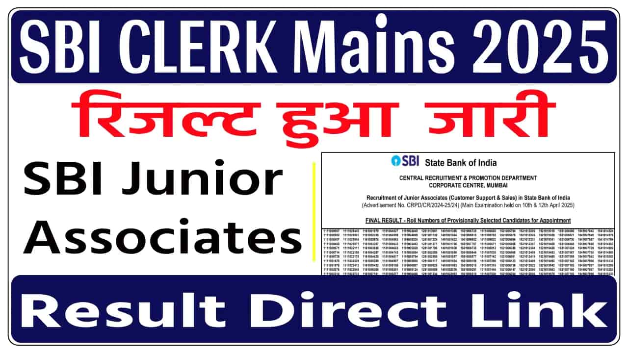 SBI Clerk Mains Result 2025