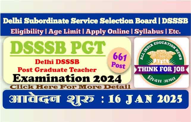  Delhi DSSSB PGT Teacher Online Form 2025 | 432 Post