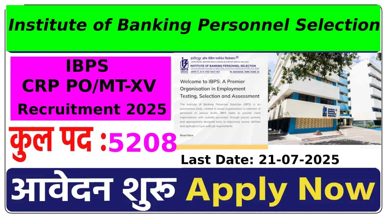 IBPS CRP PO/MT-XV Recruitment 2025 – Apply Online Now
