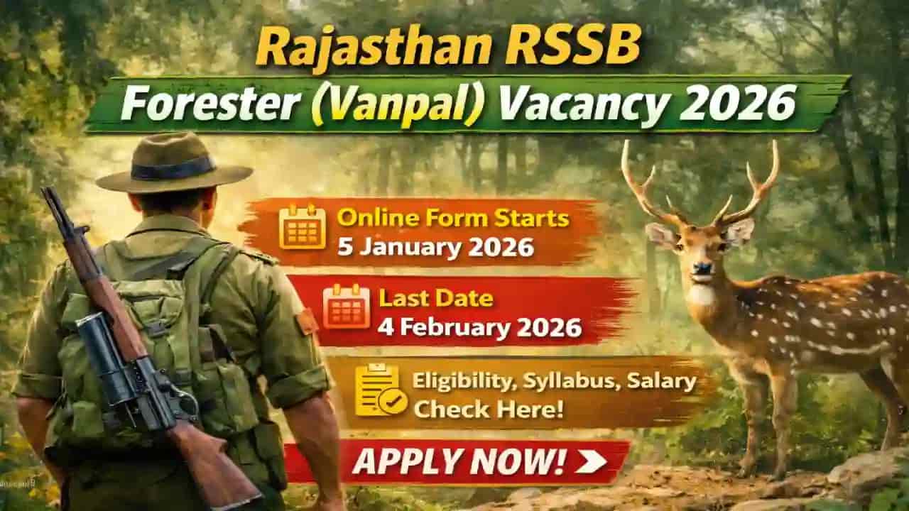 Rajasthan RSSB Forester Vacancy 2026 Apply Online | Vanpal Form 5 Jan