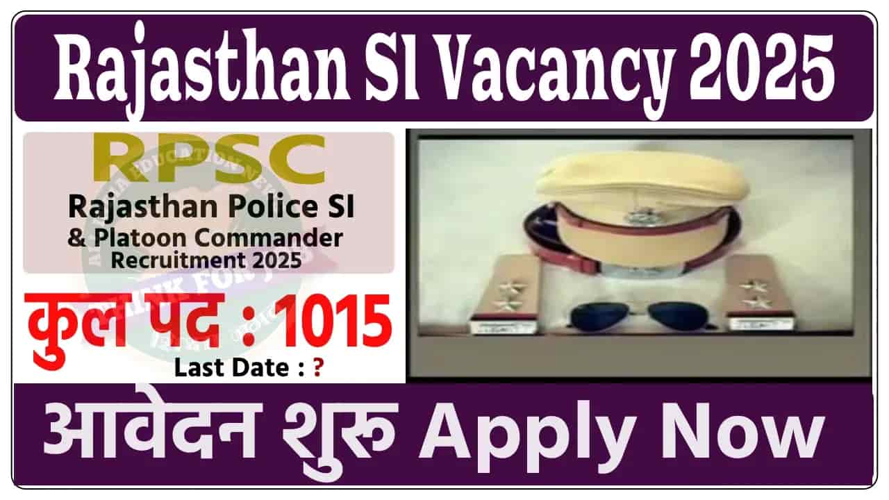 RPSC SI Recruitment 2025: Rajasthan Police Sub Inspector Vacancy, Apply Online