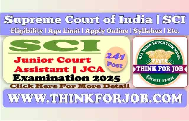  Supreme Court of India SCI Junior Court Assistant Online Form 2025