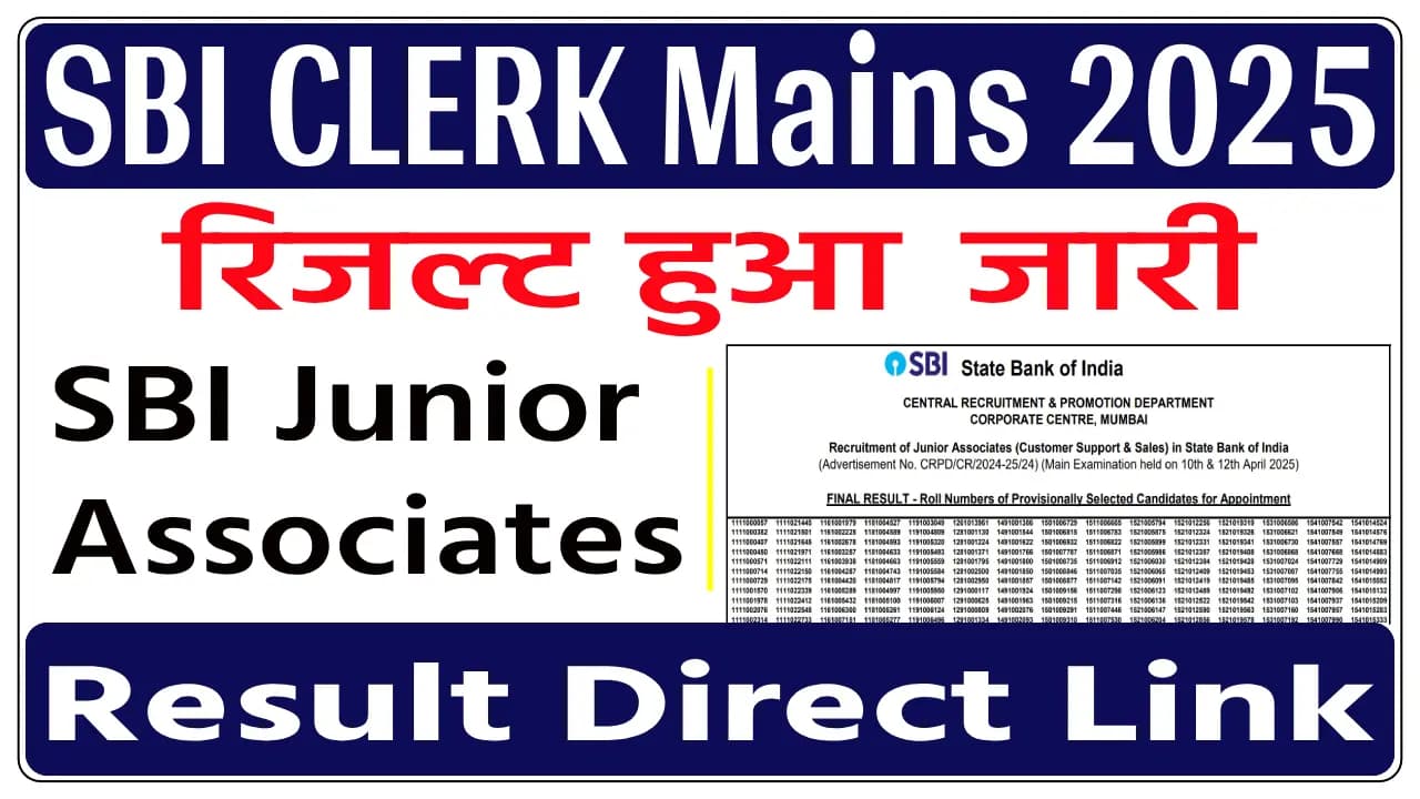 SBI Clerk Mains Result 2025