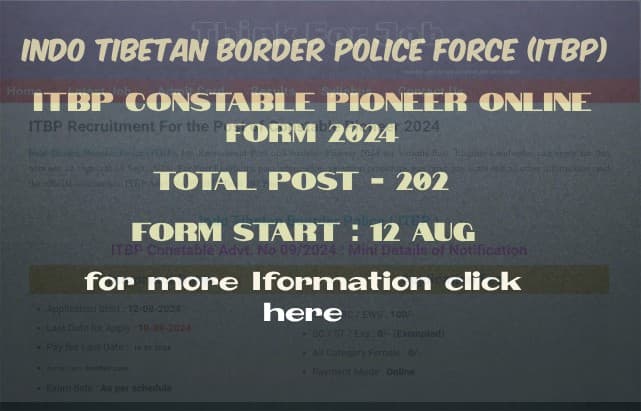 ITBP Constable Pioneer Online Form 2024