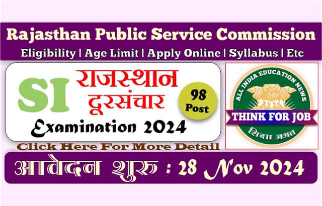 Rajasthan RPSC Sub Inspector Telecom Online Form 2024
