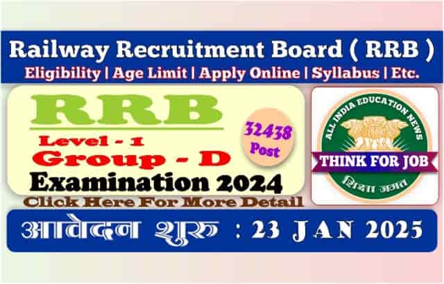 Railway RRB Level 1 Group D Online Form 2025 | 32438 Post