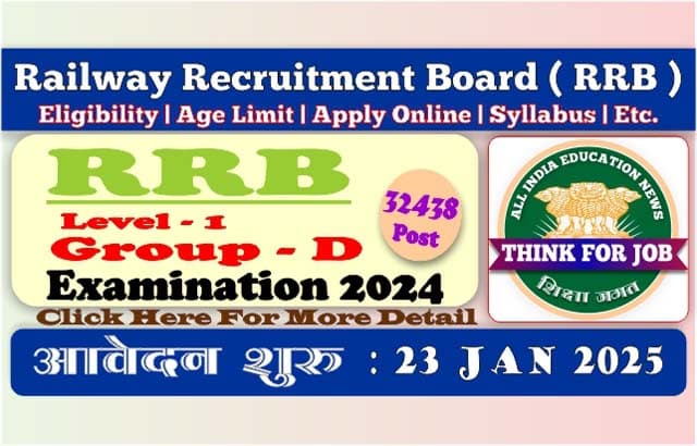 Railway RRB Level 1 Group D Online Form 2025 | 32438 Post